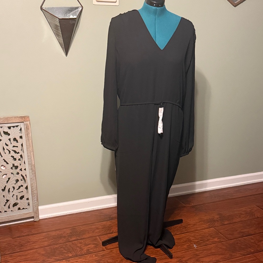 White House Black Market Black V-Neck Jumpsuit